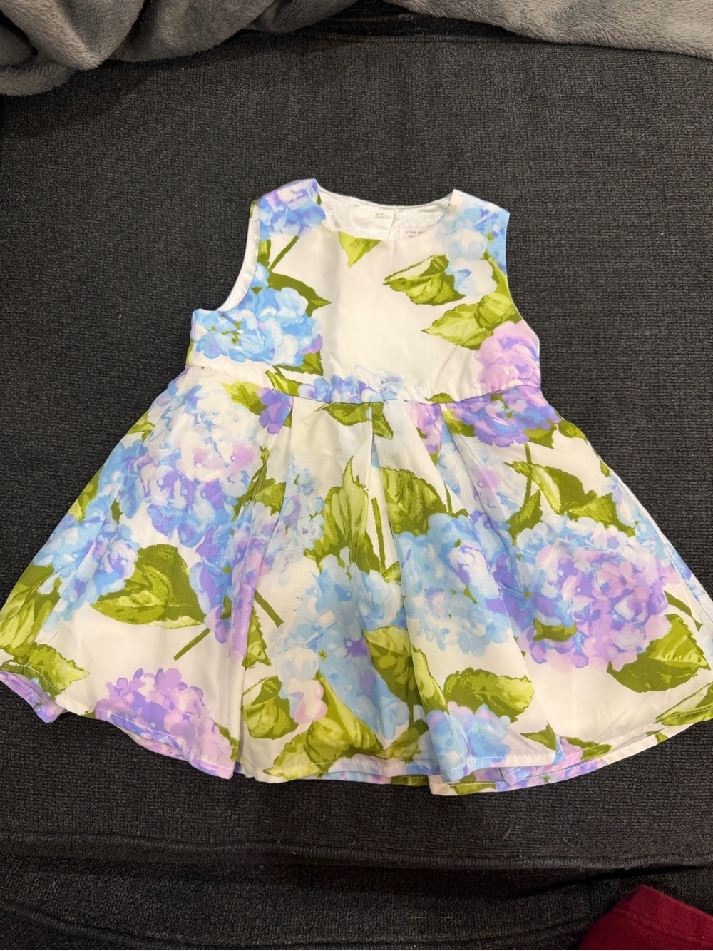 The Children's Place White Hydrangea Floral Dress with Blue & Lavender
